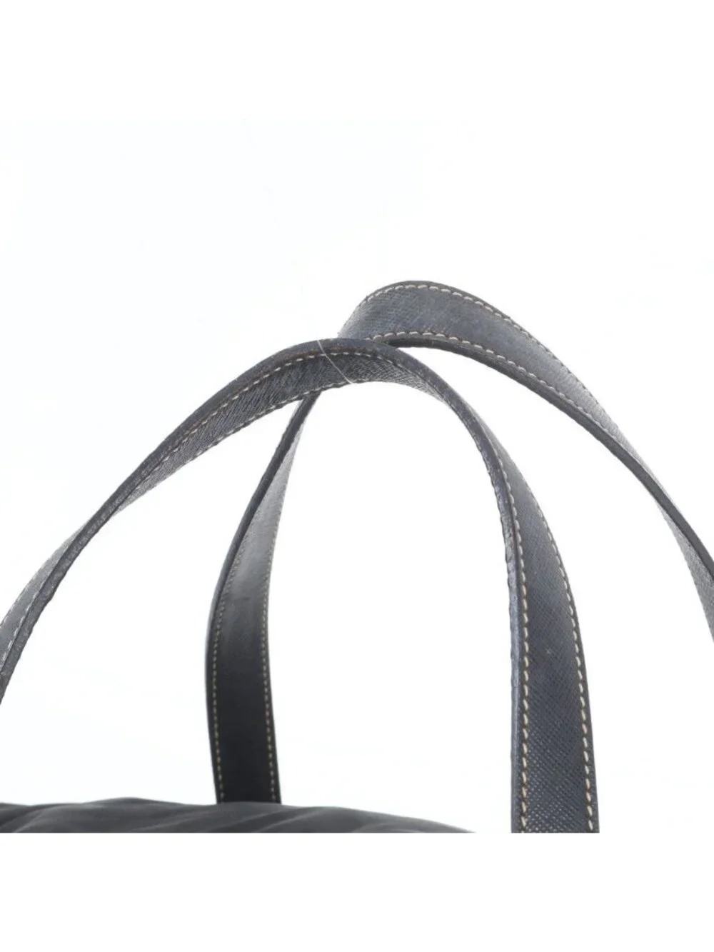 Prada Tessuto Nylon Saffiano Leather Tote Shoulder Hand Bag